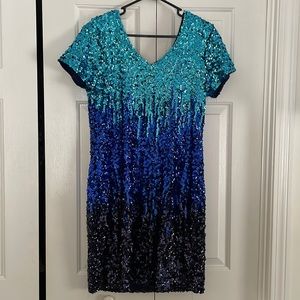 Maner blue ombré sequin dress size xl